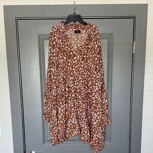 Vici Brown and Pink Floral Dress